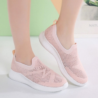 Lässige Atmungsaktive Rutschfeste Slip-on-sneaker Aus Mesh-stoff Für Damen