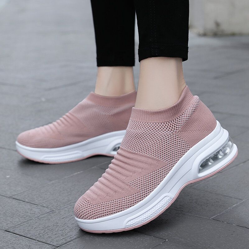 Lässige Bequeme Gestreifte Gestrickte Sport-laufschuhe Für Damen