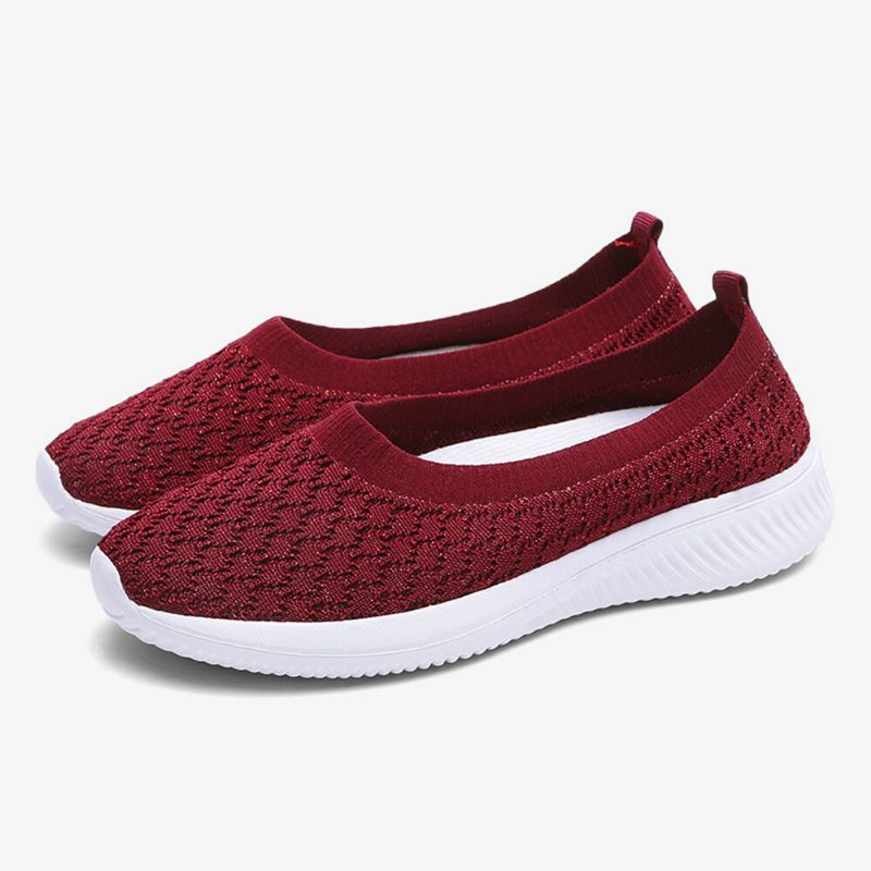 Lässige Bequeme Gestrickte Leichte Slip-on-sneaker Mit Weicher Sohle Für Damen