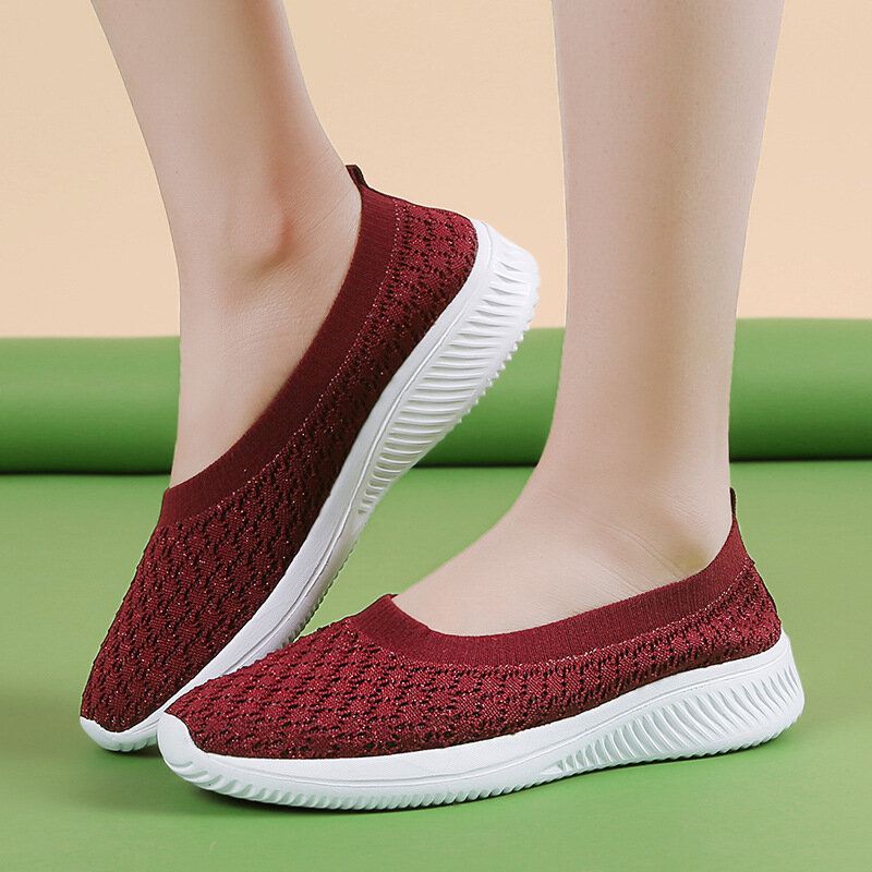 Lässige Bequeme Gestrickte Leichte Slip-on-sneaker Mit Weicher Sohle Für Damen