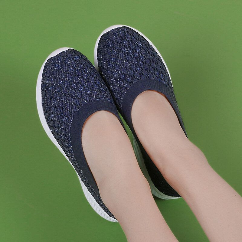 Lässige Bequeme Gestrickte Leichte Slip-on-sneaker Mit Weicher Sohle Für Damen