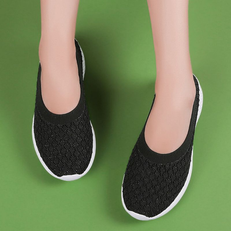 Lässige Bequeme Gestrickte Leichte Slip-on-sneaker Mit Weicher Sohle Für Damen