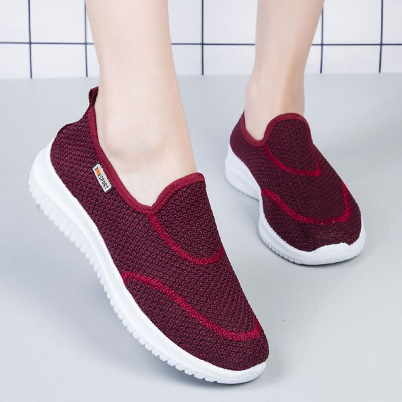 Leichte Freizeitschuhe Zum Hineinschlüpfen Mit Mesh-muster Für Damen