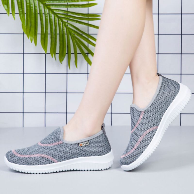 Leichte Freizeitschuhe Zum Hineinschlüpfen Mit Mesh-muster Für Damen