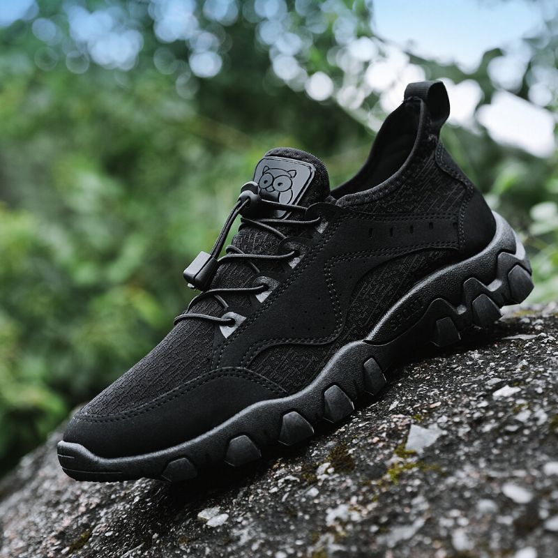 Männer Atmungsaktive Weiche Sohle Elastische Schnürsenkel Trendige Spleißen Outdoor Wandern Lässige Sportschuhe