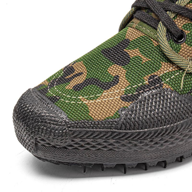 Männer Leinwand Camouflage Muster Tragen Resistant Breathable Rubber Vulkanisierte High-top-befreiungsschuhe Militärtrainingsschuhe Turnschuhe Sportschuhe