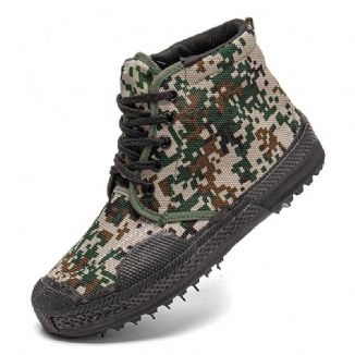 Männer Leinwand Camouflage Muster Tragen Resistant Breathable Rubber Vulkanisierte High-top-befreiungsschuhe Militärtrainingsschuhe Turnschuhe Sportschuhe