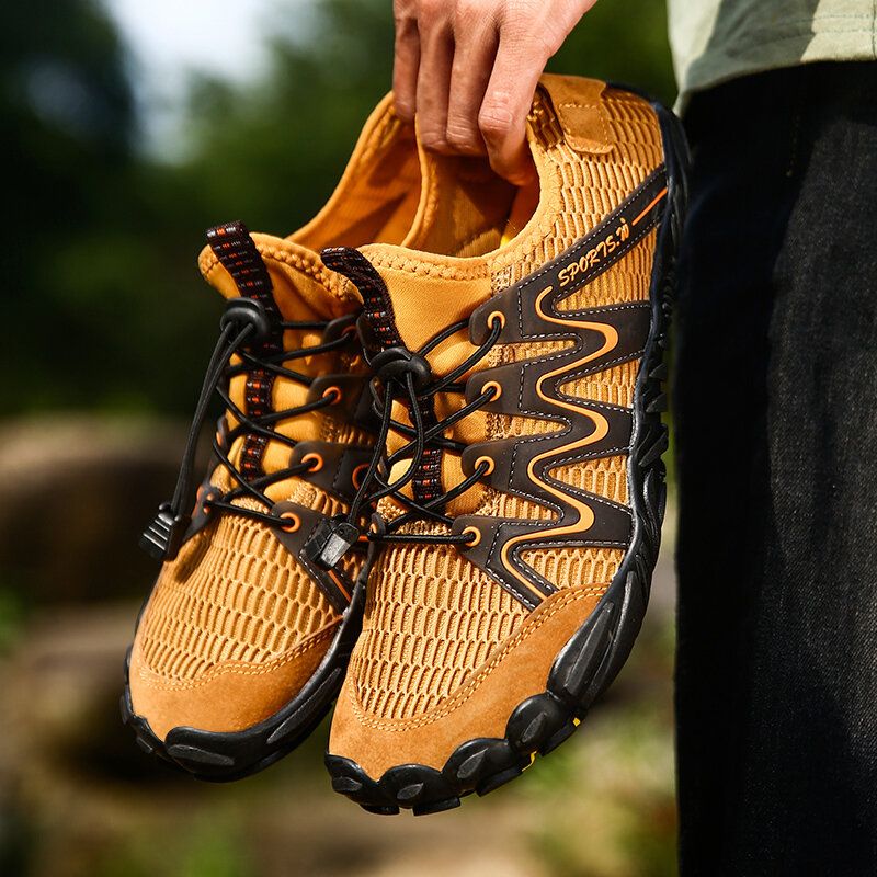 Männer Mesh Atmungsaktiv Weicher Boden Rutschfestes Gummiband Outdoor Lässige Wanderschuhe