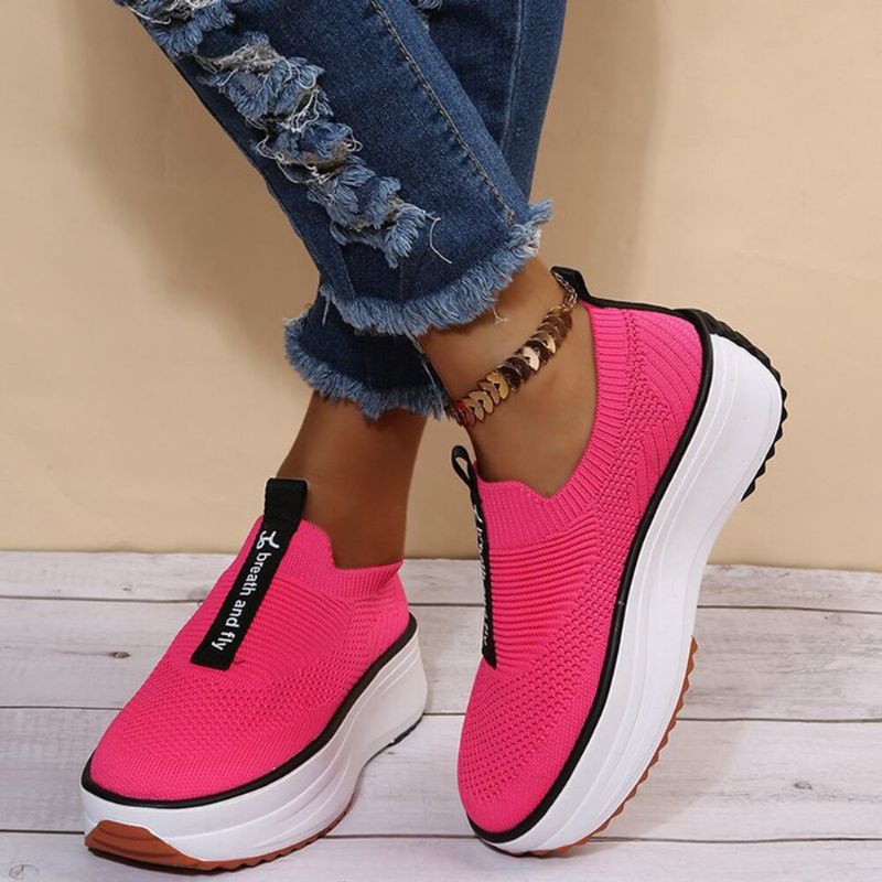 Plus Size Damen Lässige Elastische Slip-on Bequeme Atmungsaktive Plateau Sneakers