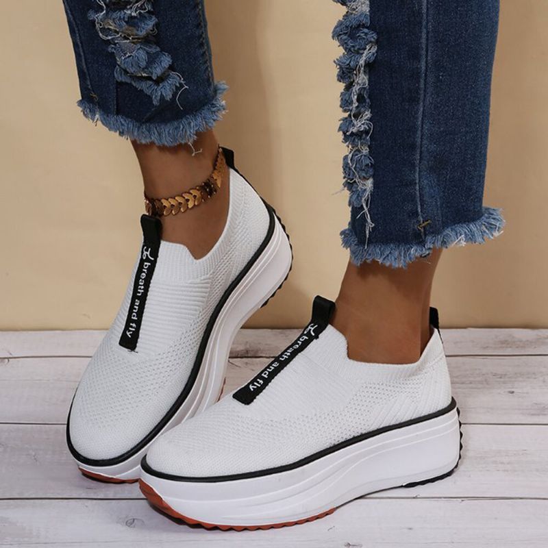 Plus Size Damen Lässige Elastische Slip-on Bequeme Atmungsaktive Plateau Sneakers