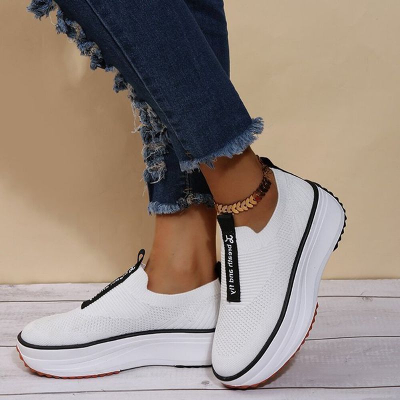 Plus Size Damen Lässige Elastische Slip-on Bequeme Atmungsaktive Plateau Sneakers