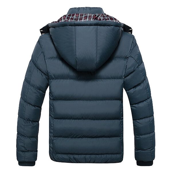 Dicke Einfarbige Abnehmbare Winterjacke Mit Kapuze Für Herren Schmale Warme Jacke