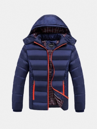 Dicke Einfarbige Abnehmbare Winterjacke Mit Kapuze Für Herren Schmale Warme Jacke