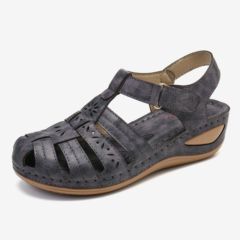 Atmungsaktive Bequeme Lässige Sandalen Mit Keilabsatz Und Ausschnitt Für Damen