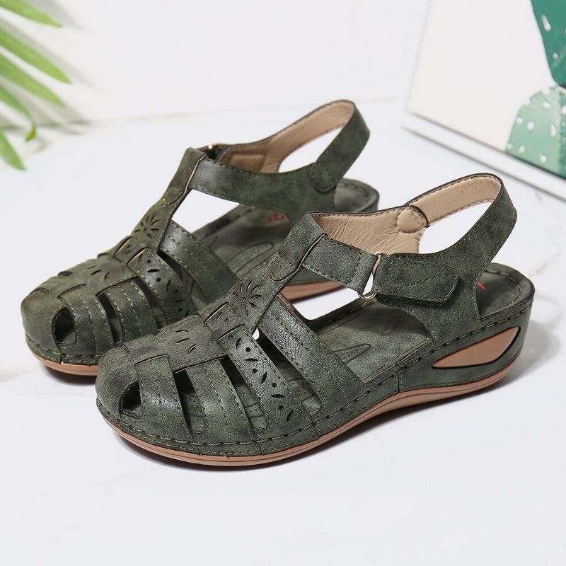 Atmungsaktive Bequeme Lässige Sandalen Mit Keilabsatz Und Ausschnitt Für Damen