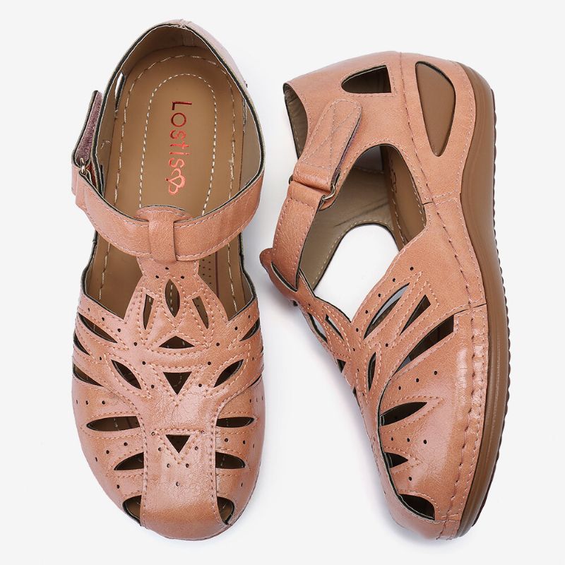 Atmungsaktive Damen-sandalen Mit Keilabsatz Und Verstellbarem Riemen