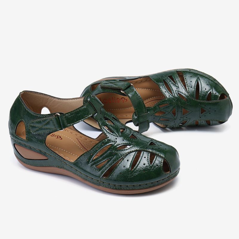 Atmungsaktive Damen-sandalen Mit Keilabsatz Und Verstellbarem Riemen