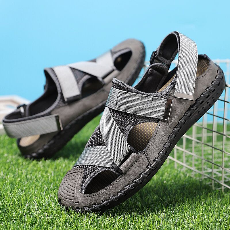 Atmungsaktive Geschlossene Rutschfeste Weiche Lässige Outdoor-sandalen Aus Rindsleder Für Herren