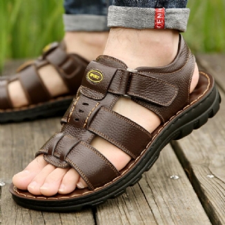 Atmungsaktive Herren-rindsleder-sandalen Mit Weichem Boden Und Rutschfester Hakenschlaufe. Lässige Strandsandalen