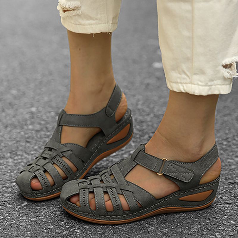 Atmungsaktive Lässige Sandalen Mit Keilabsatz Und Hakenschlaufe Für Damen