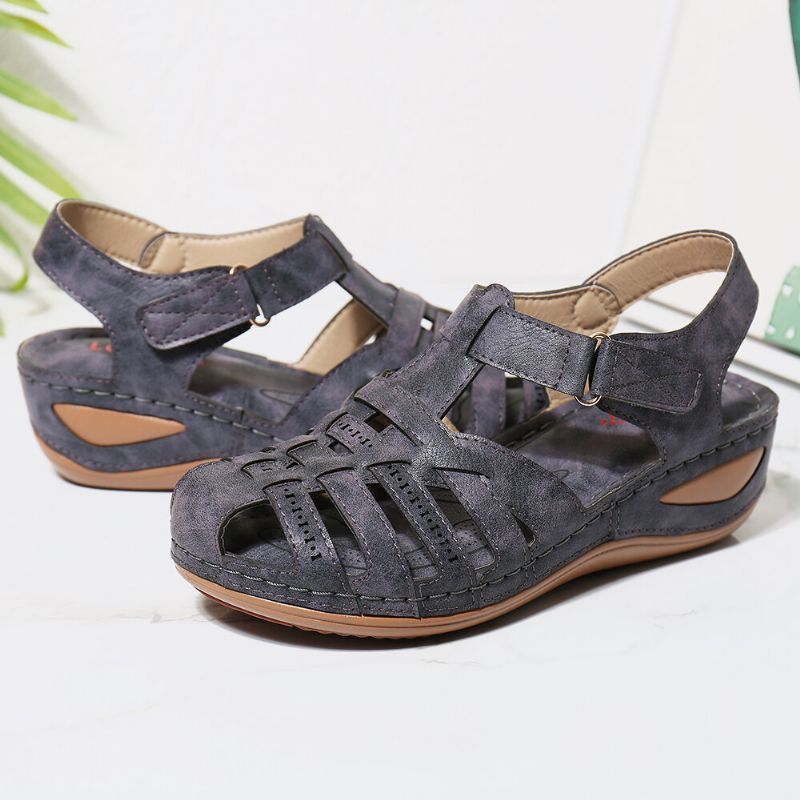 Atmungsaktive Lässige Sandalen Mit Keilabsatz Und Hakenschlaufe Für Damen