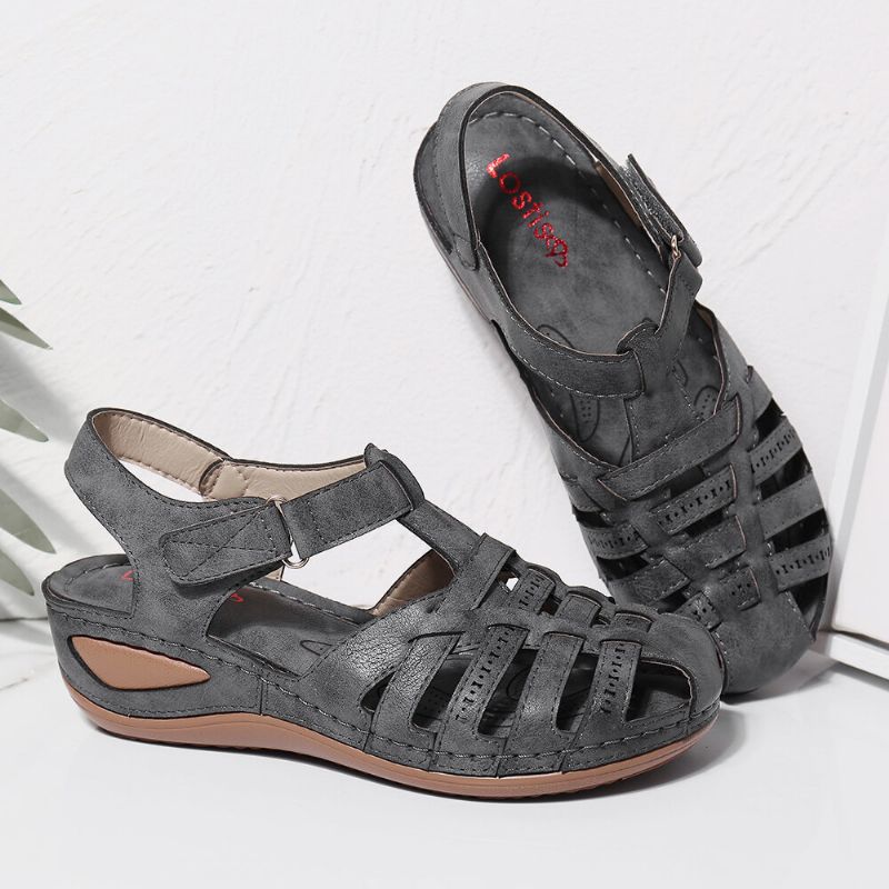 Atmungsaktive Lässige Sandalen Mit Keilabsatz Und Hakenschlaufe Für Damen