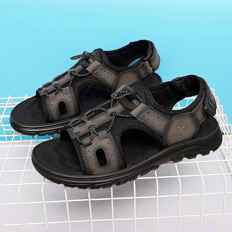 Atmungsaktive Mikrofaser-leder-hakenschlaufe Für Herren Mit Offener Zehenpartie Beiläufige Outdoor-sandalen