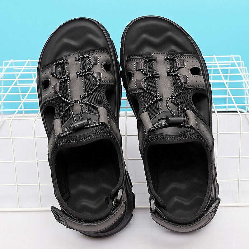 Atmungsaktive Mikrofaser-leder-hakenschlaufe Für Herren Mit Offener Zehenpartie Beiläufige Outdoor-sandalen