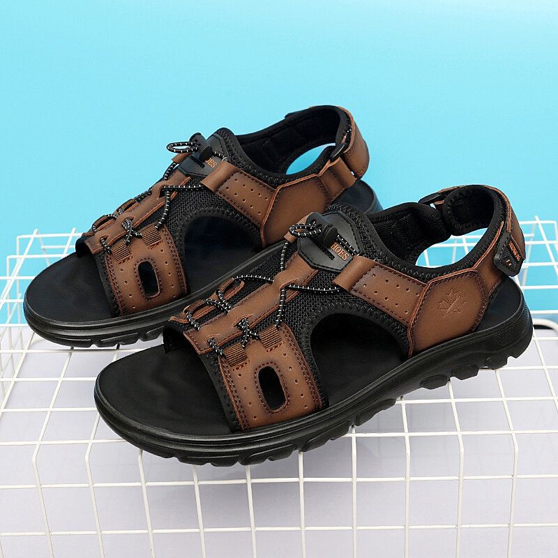 Atmungsaktive Mikrofaser-leder-hakenschlaufe Für Herren Mit Offener Zehenpartie Beiläufige Outdoor-sandalen