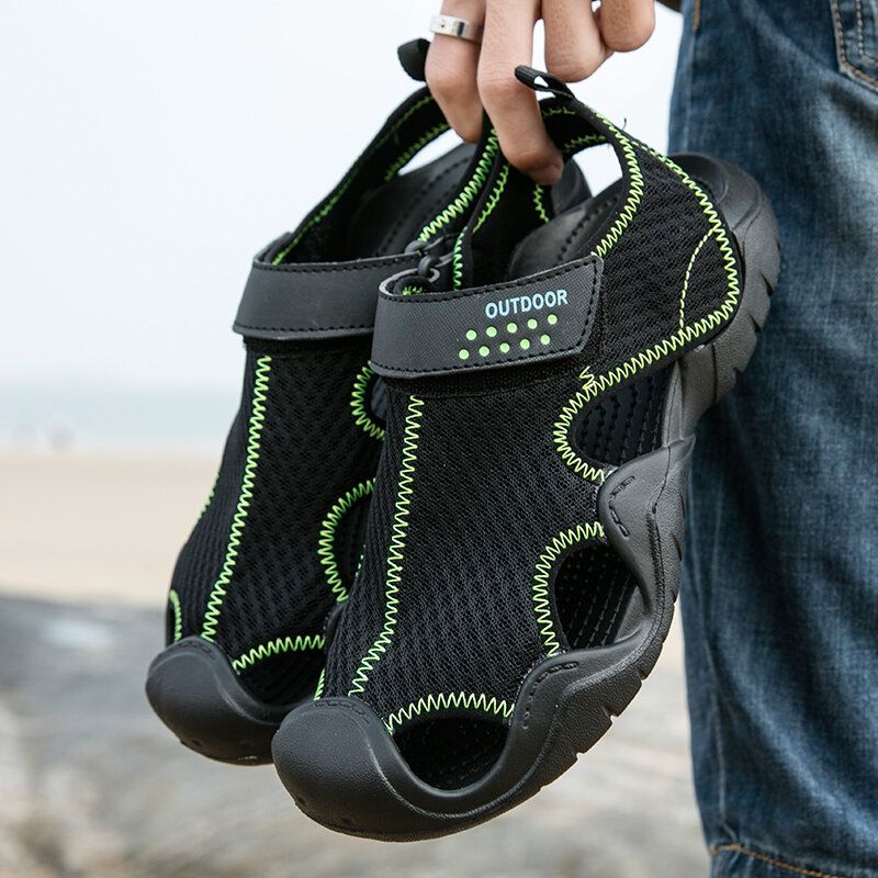 Atmungsaktive Rutschfeste Bequeme Lässige Outdoor-sandalen Aus Mesh Für Herren Mit Geschlossener Zehenpartie