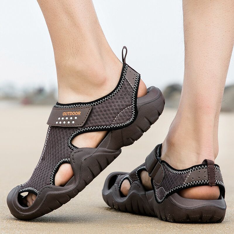 Atmungsaktive Rutschfeste Bequeme Lässige Outdoor-sandalen Aus Mesh Für Herren Mit Geschlossener Zehenpartie