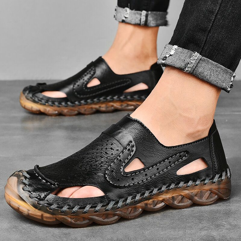 Atmungsaktive Rutschfeste Herren-mikrofaser-sandalen Mit Geschlossener Zehenpartie