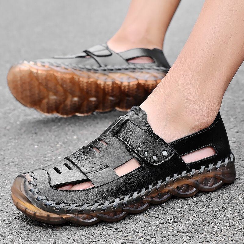 Atmungsaktive Rutschfeste Herren-mikrofaser-sandalen Mit Geschlossener Zehenpartie