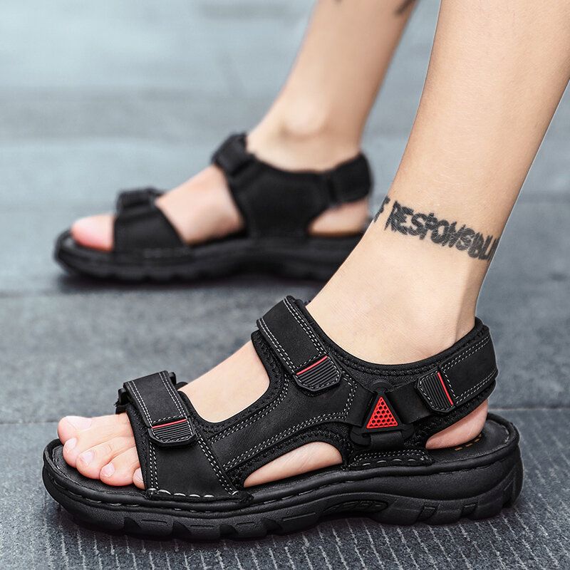 Atmungsaktive Rutschfeste Herren-sandalen Aus Rindsleder