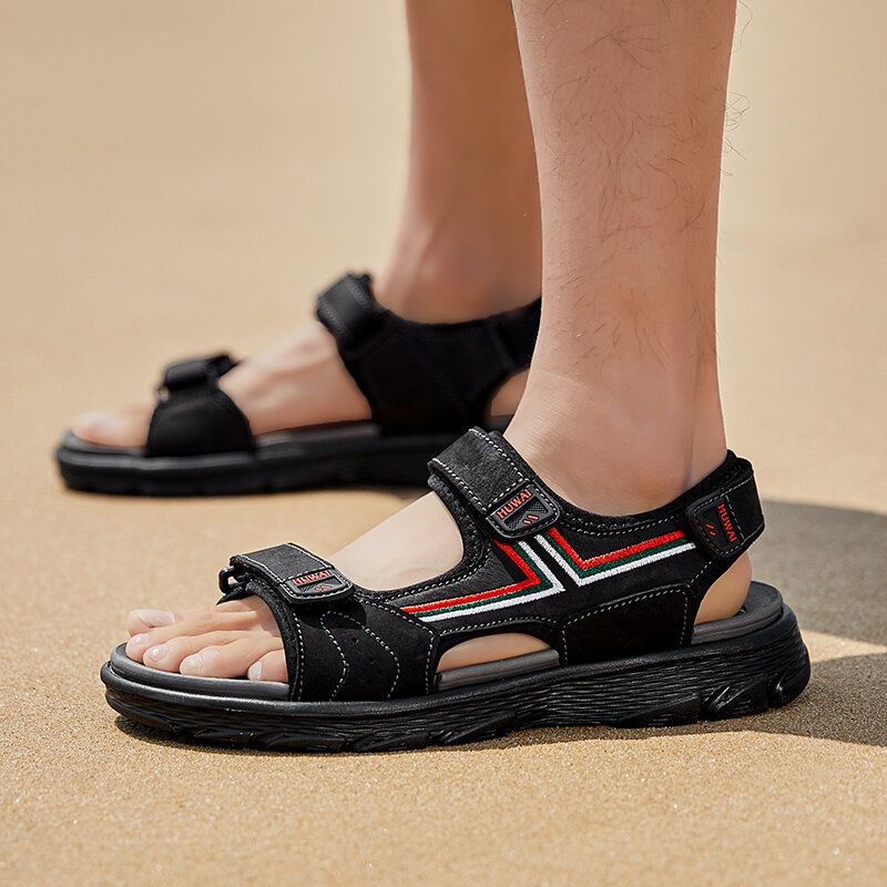 Atmungsaktive Rutschfeste Offene Bequeme Strand-sandalen Für Den Außenbereich Aus Leder Für Herren