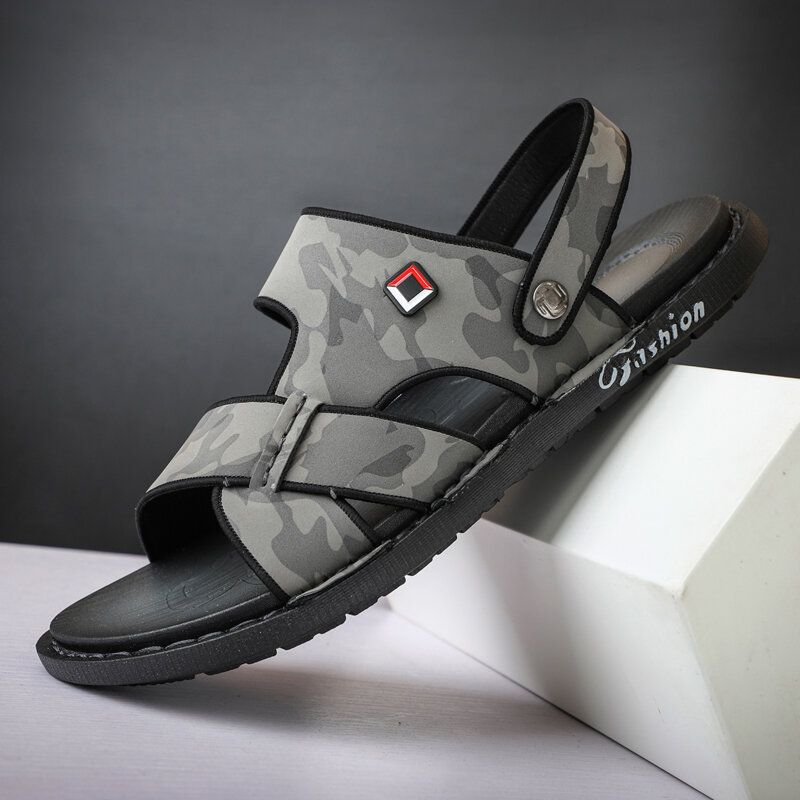 Atmungsaktive Rutschfeste Weiche Lässige Outdoor-sandalen Aus Echtem Leder Für Herren In Zwei Richtungen