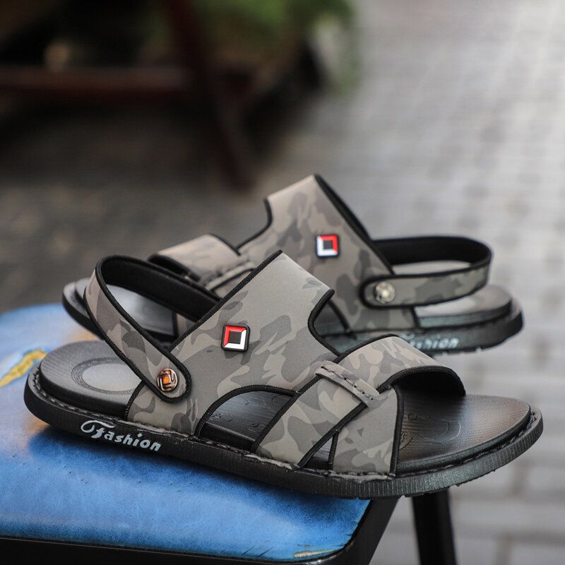 Atmungsaktive Rutschfeste Weiche Lässige Outdoor-sandalen Aus Echtem Leder Für Herren In Zwei Richtungen