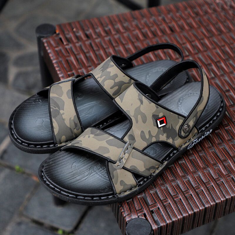 Atmungsaktive Rutschfeste Weiche Lässige Outdoor-sandalen Aus Echtem Leder Für Herren In Zwei Richtungen