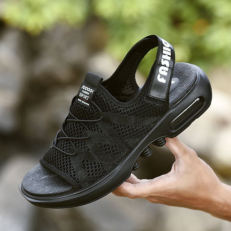 Atmungsaktive Strapazierfähige Slip-on-outdoor-sandalen Aus Gepolstertem Mesh Für Herren