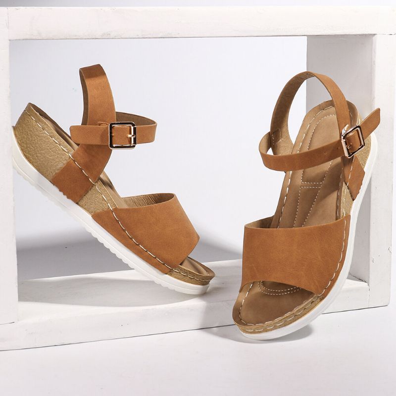 Bequeme Damen-sandalen Mit Offener Zehenpartie Und Rocker-sohle