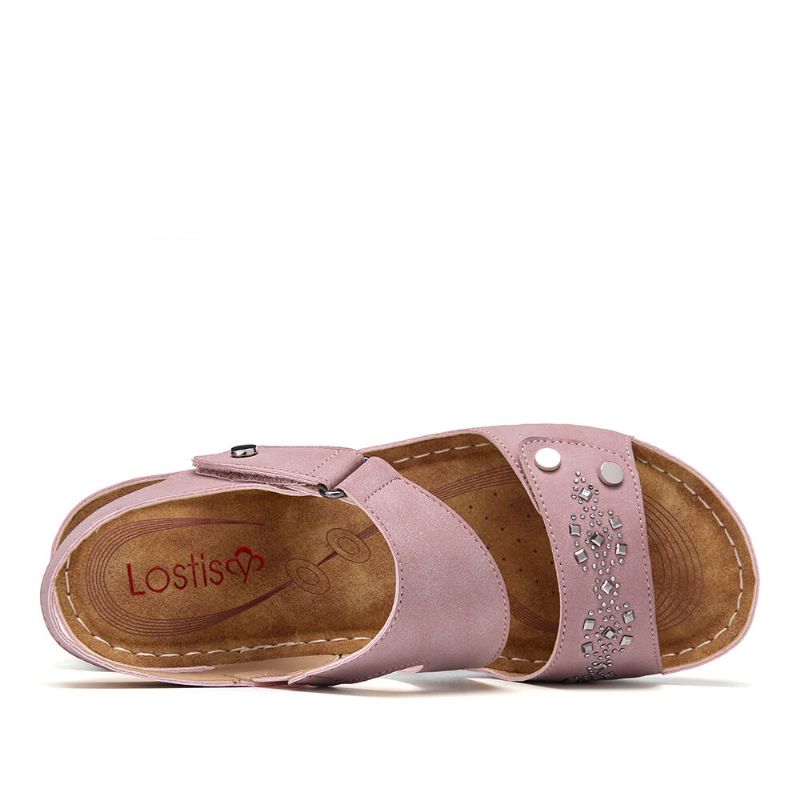 Bequeme Freizeitsandalen Mit Strass Und Hakenschlaufe Für Damen