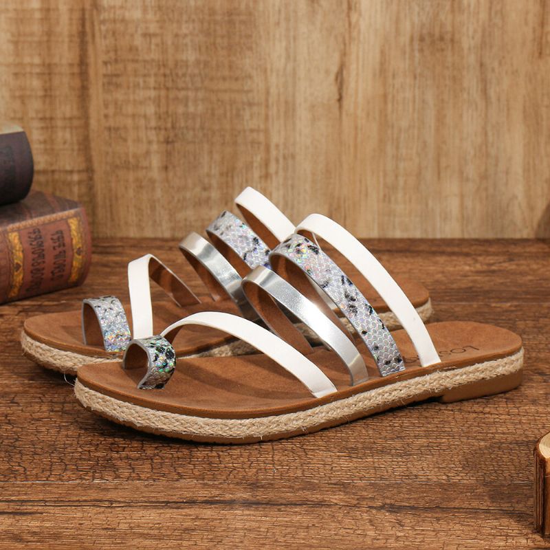 Bequeme Lässige Sandalen Mit Riemchen Und Zehenring Für Damen