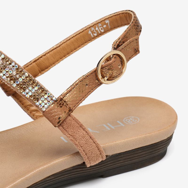 Bequeme Rutschfeste Strand-clip-toe-sandalen Für Damen Mit Strass-schnallenriemen