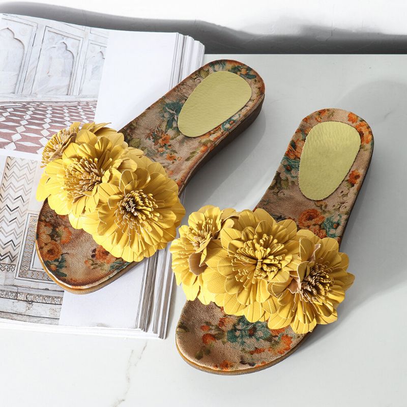 Bequeme Slide-sandalen Mit Offenem Zehenbereich Und Blumendekor Für Damen