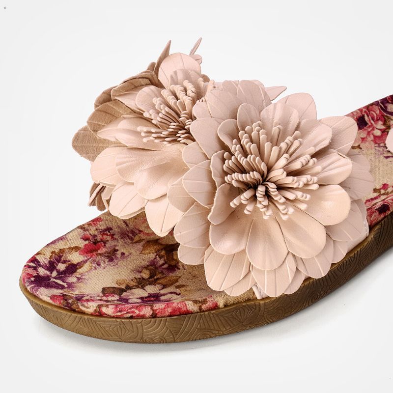 Bequeme Slide-sandalen Mit Offenem Zehenbereich Und Blumendekor Für Damen