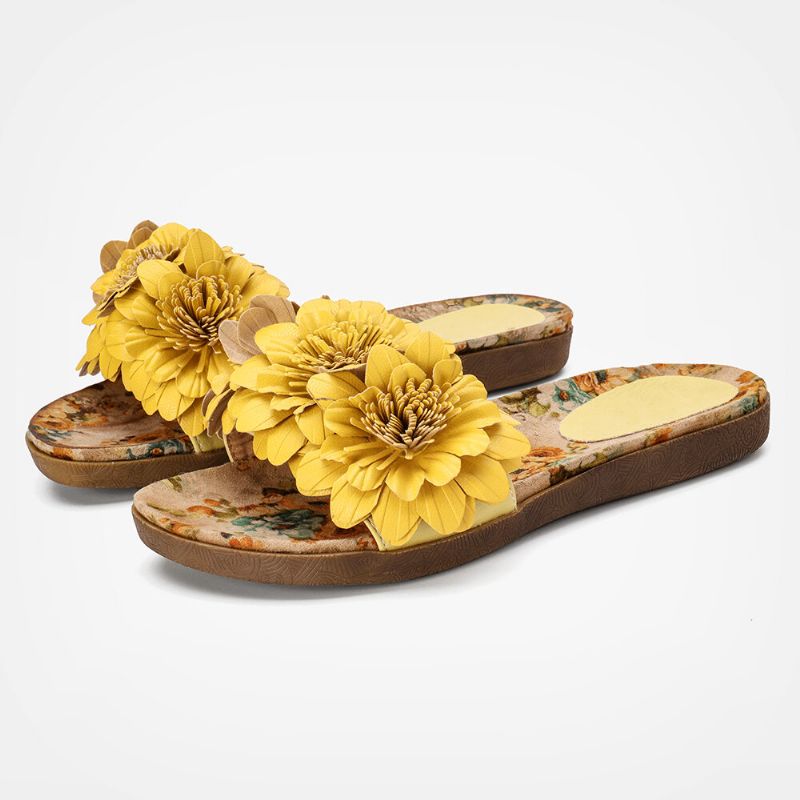 Bequeme Slide-sandalen Mit Offenem Zehenbereich Und Blumendekor Für Damen