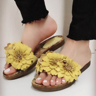 Bequeme Slide-sandalen Mit Offenem Zehenbereich Und Blumendekor Für Damen