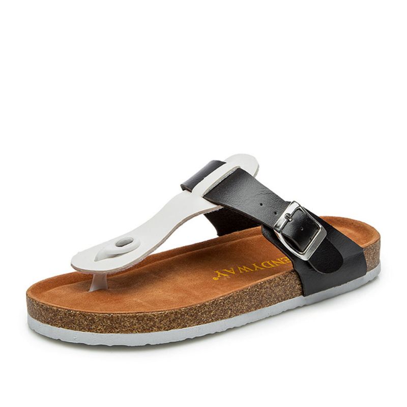 Bequeme Weiche Strand-zehenpfosten-schnallenriemen-folie Flache Flip-flops Kork-sandalen