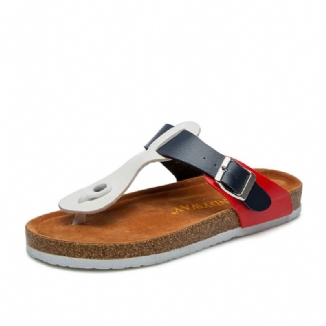 Bequeme Weiche Strand-zehenpfosten-schnallenriemen-folie Flache Flip-flops Kork-sandalen