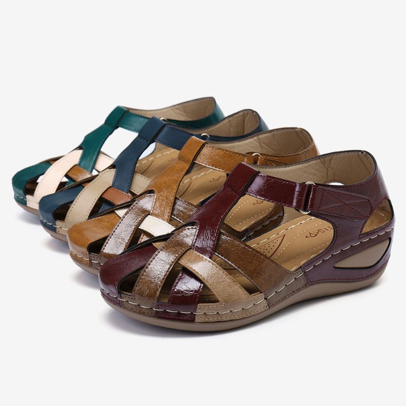 Damen-ausschnitt Farbblock Verstellbarer Riemen Lässige Sommer-keilsandalen